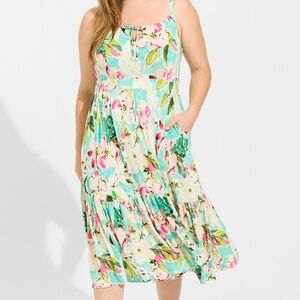 Midi Supersoft Tiered Tie Front Dress